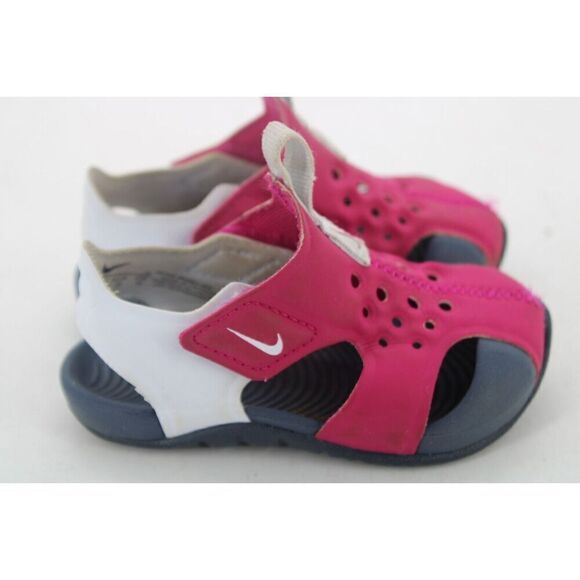 Nike Sunray Protect 2 (PS) Sandals 943827-604 Fireberry/Football Grey Size 5c - Picture 6 of 11